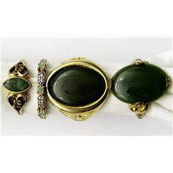 4-ANTIQUE STERLING RINGS WITH GREEN STONES!