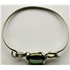 Image 2 : ANTIQUE STERLING BRACELET WITH LARGE GREEN