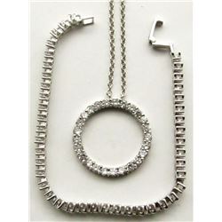 STERLING NECKLACE AND 6" BRACELET W/ CZ!