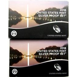 2016 & 2018 U.S. MINT SILVER PROOF SETS