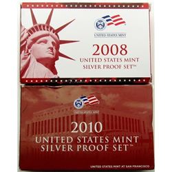 2008 & 2010 U.S MINT SILVER PROOF SETS