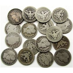 BARBER QUARTER LOT OF 17 COINS