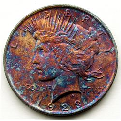 1923 "RAINBOW" PEACE DOLLAR UNC