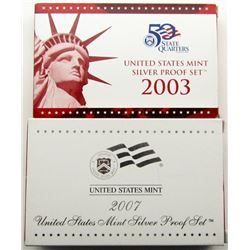 2003 & 2007 U.S. MINT SILVER PROOF SETS