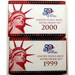 1999 & 2000 U.S. MINT SILVER PROOF SETS