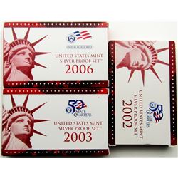 2002, 2003 & 2006 U.S. MINT SILVER PROOF SETS