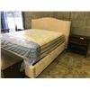 Image 2 : BERNHARDT CREAM GRAHAM KING MICROFIBER AND STUDDED BED FRAME - MATTRESS NOT INCLUDED