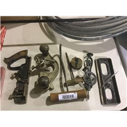Lot of antique wood working tools and measures