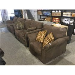 NEWChoco Sofa, Love Seat Set and Sofa Chair w/ Throw Pillows Lot of 3