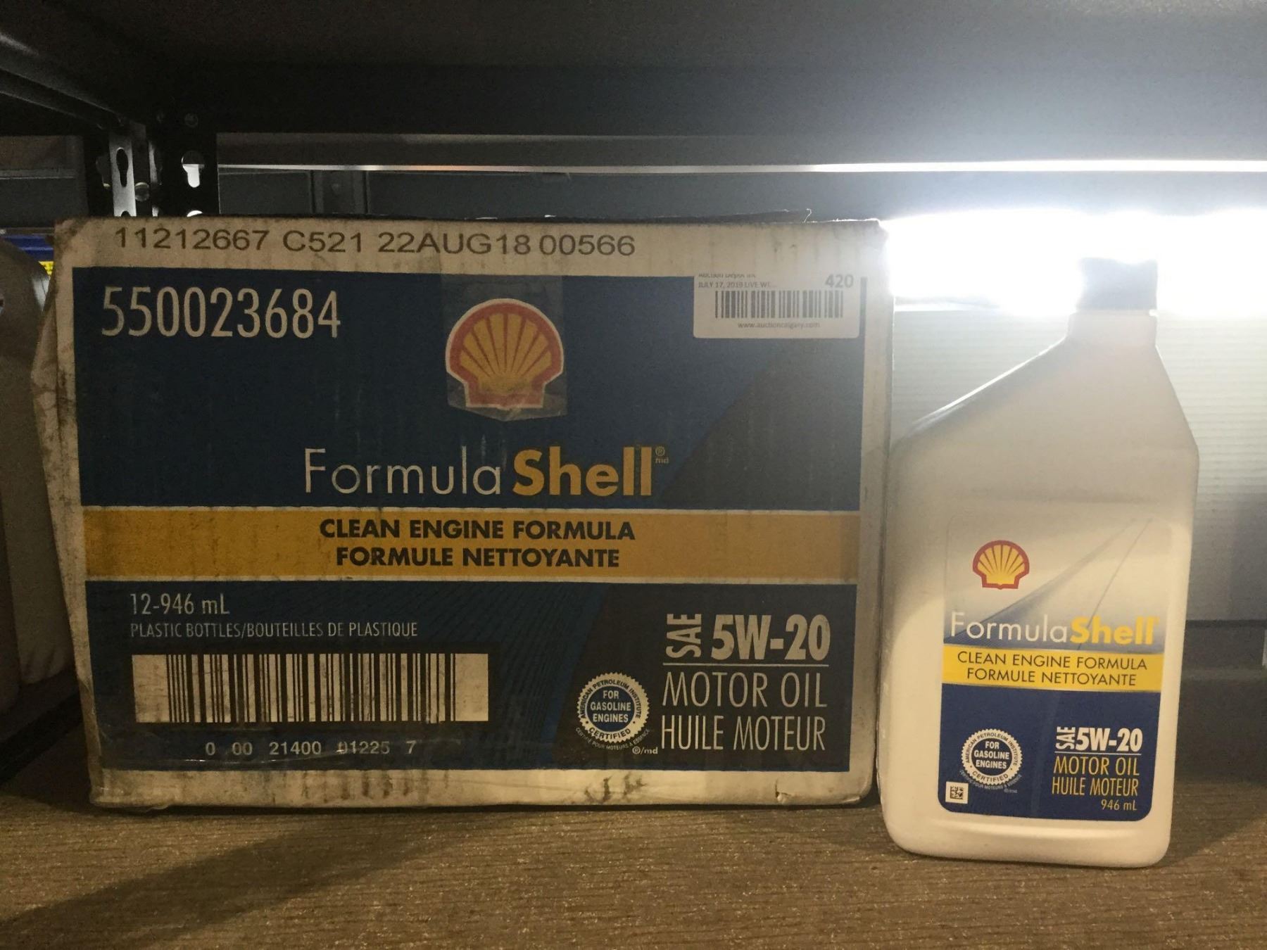CASE LOT Shell 5W-20 motor oil 12 x 946ml