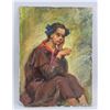 Image 2 : Russian Oil on Paper Portrait Signed Illegibly