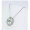 Image 2 : 14KT White Gold Green Amethyst and Diamond Pendant with Chain