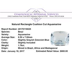 1.76 ct.Natural Rectangle Cushion Cut Aquamarine