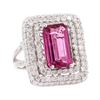 Image 1 : 6.09 ctw Pink Tourmaline and Diamond Ring - 14KT White Gold