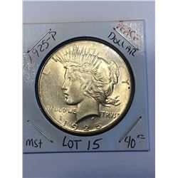 Beautiful 1925 P Silver Peace Dollar MS  High Grade