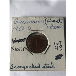 1950 D West Germany Pfenning in High Grade