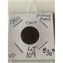1864 Brown Indian Head Cent Very Good Grade