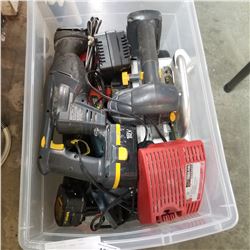 CLEAR TOTE OF POWER TOOLS