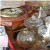 Image 3 : TRAY OF OIL LAMPS AND OAK CASED REGULATOR WALL CLOCK - AS IS