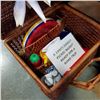 Image 2 : WICKER PICNIK BASKET W/ DISHES AND 3 PURSES