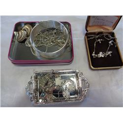 LOT OF SILVER TONE AND STERLING JEWELLERY