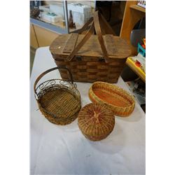 WOVEN BASKET AND PICNIC BASKET