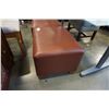 Image 2 : 2 BROWN LEATHER OTTOMANS