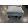 Image 2 : GREY UPHOLSTERED WING BACK CHAIR AND STOOL