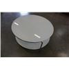 Image 2 : 2 TIER WHITE GLASS ROUND COFFEE TABLE