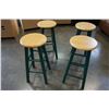 Image 3 : 4 GREEN AND MAPLE ARM CHAIRS