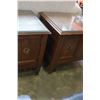 Image 2 : PAIR OF WALNUT 2 DOOR NIGHTSTANDS W/ GLASS