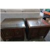 Image 3 : PAIR OF WALNUT 2 DOOR NIGHTSTANDS W/ GLASS