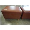 Image 2 : 2 BROWN LEATHER OTTOMANS