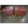 Image 3 : 2 BROWN LEATHER OTTOMANS