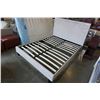Image 1 : QUEEN SIZE BEIGE MICROFIBER W/ NAIL ACCENTS BEDFRAME