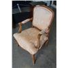 Image 2 : CARVED WOOD UPHOLSTERED ARM CHAIR