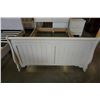 Image 2 : DOUBLE BEIGE WOOD BEFRAME W/ LEAF MOTIF AND MATCHING NIGHT STAND