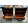 Image 2 : PAIR OF 1 DRAWER MAHOGANY GLASS TOP NIGHT STANDS