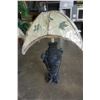 Image 2 : 2 BLACK TABLE LAMPS W/ MAPLE LEAF MOTIF SHADES