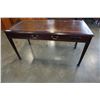 Image 1 : MAHOGANY OPEN DESK WITH LEATHER TOP AND POWER OUTLETS