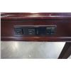 Image 2 : MAHOGANY OPEN DESK WITH LEATHER TOP AND POWER OUTLETS