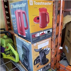 TOASTMASTER 1.7L RED KETTLE AND TOASTMASTER 5 CUP COFFEE MAKER - WORKING