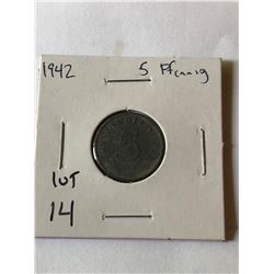 1942 WWII German 5 Pfenning