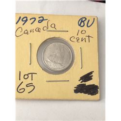 1972 Canada 10 Cent Brilliant Uncirculated Coin