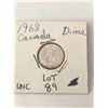 Image 1 : 1968 Canada 10 Cent Dime in UNC High Grade