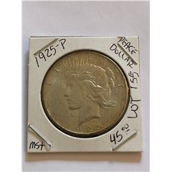 1925 P MS  High Grade Peace Silver Dollar Nice Early US Coin