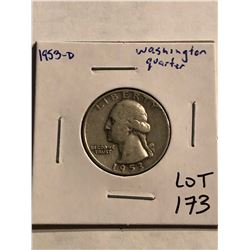 1953 D Washington Silver Quarter Nice Early US Coin