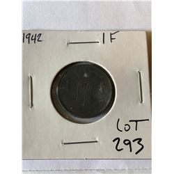 1942 WWII German 1 Pfenning Coin