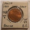 Image 1 : 1977 Malta Large Cent in Brikiant Uncirculated Grade