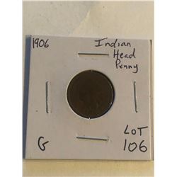 Early 1906 Brown Indian Head Penny in Good Grade